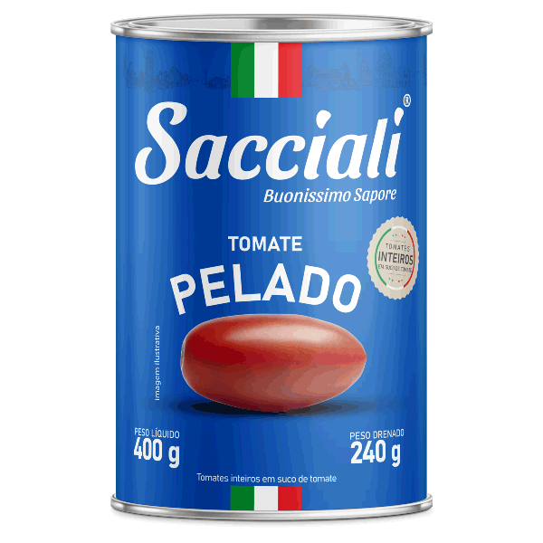 Tomate Pelado Sacciali Lata 400g Molho Tomate