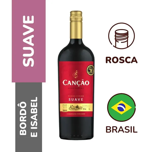 Vinho Nacional Canção 1l Tinto Suave