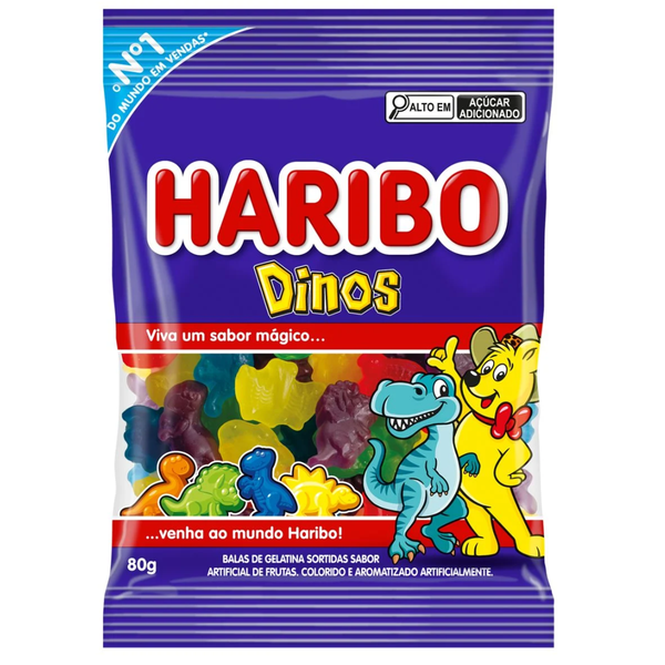 BALA HARIBO GELATINA 80G DINOS