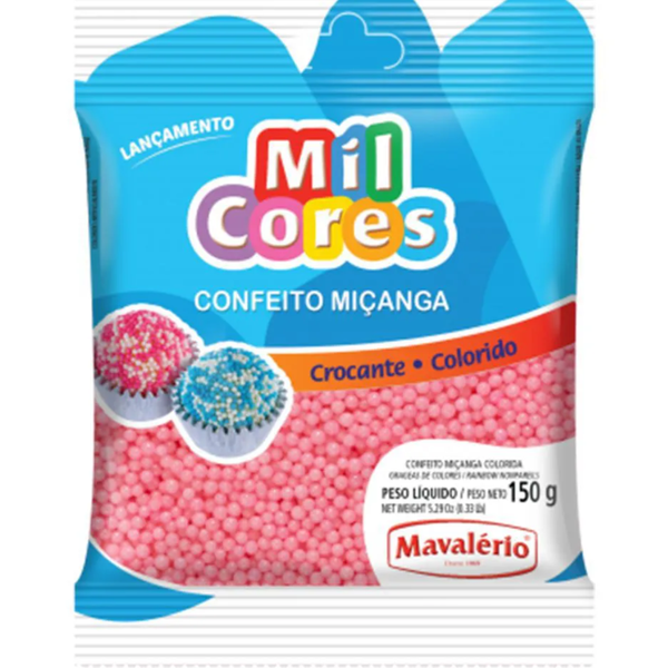 CONFEITO MIL CORES COLORIDO 150G BABY ROSA