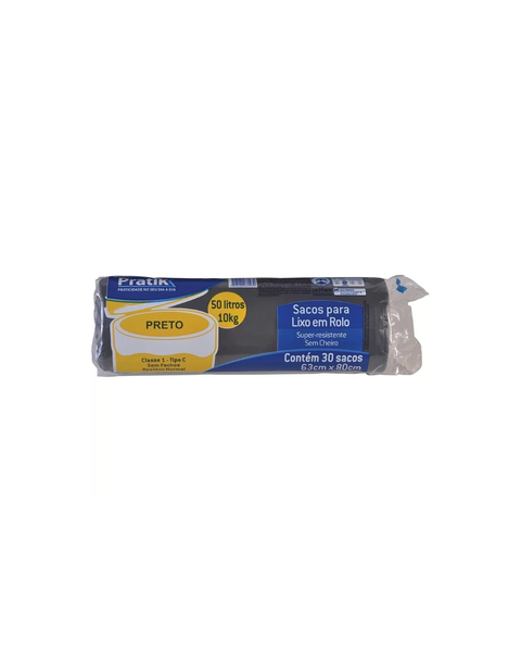 SACO LIXO PRATIK ROLO 50ML PRETO