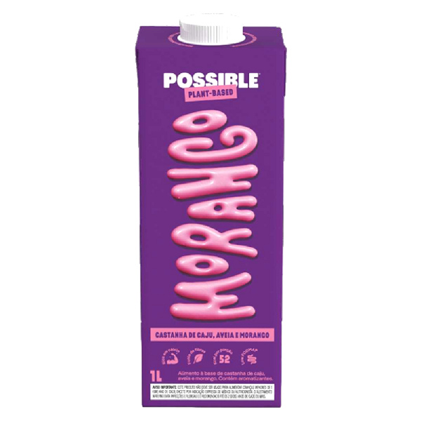 Alimento Castanha de Caju Aveia e Morango Possible 1L