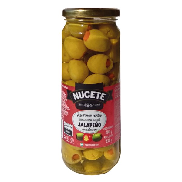 Azeitona Nucete Verde Recheada com Jalapeño Vidro 200g