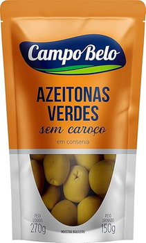 Azeitona Verde Campo Belo sem Caroço Sachê 150g
