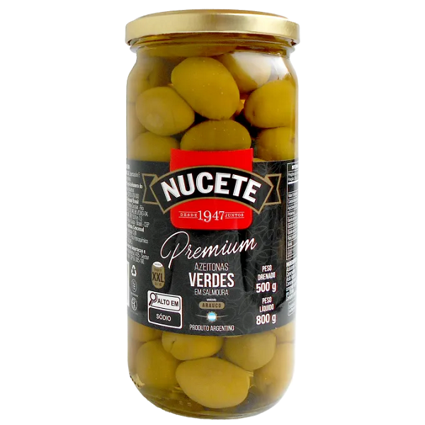 Azeitona Verde Nucete com Caroço Premium Vidro 500g