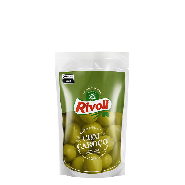 Azeitona Verde Rivoli com Caroço Sachê 100g