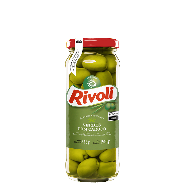 Azeitona Verde Rivoli com Caroço Vidro 200g