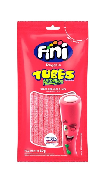Bala Fini Tubes Azedinhos Sabor Morango 80g
