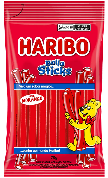 Bala Haribo Sticks Morango 70g
