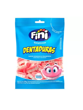 Balas de Gelatina Fini Dentaduras Sabor Morango e Framboesa 90g