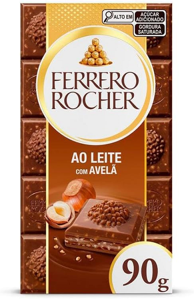 Barra Chocolate Ferrero Rocher ao Leite com Avelã 90g
