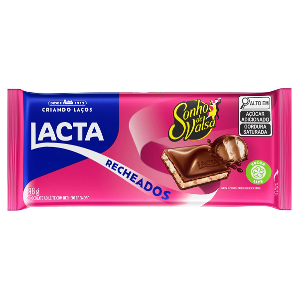 Barra Chocolate Lacta Recheados Sonho de Valsa 98g