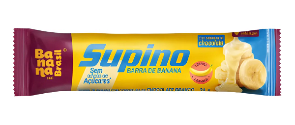 Barra de Banana Brasil Supino Chocolate Branco sem Açúcar 24g