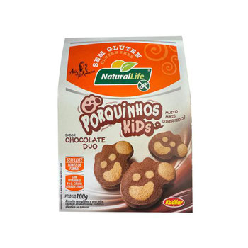 Biscoitos Porquinhos Kids Natural Life Chocolate Duo 100g