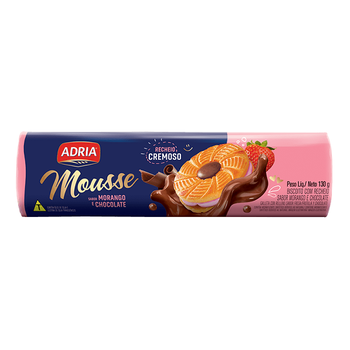 Biscoito Adria Mousse Morango com Chocolate 130g