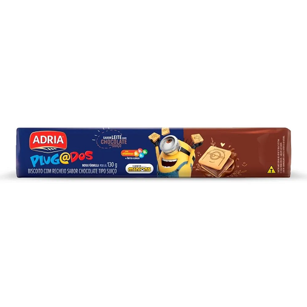 Biscoito Adria Plugados Recheio Chocolate Suiço 130g