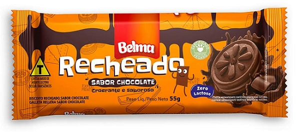 Biscoito Belma Recheado Chocolate Zero Lactose 55g