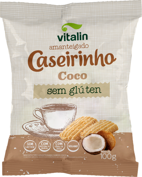 Biscoito Caseirinho Vitalin Amanteigado Coco sem Glúten 100g