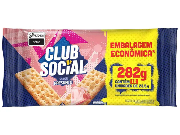 Biscoito Club Social Presunto Embalagem Econômica 282g