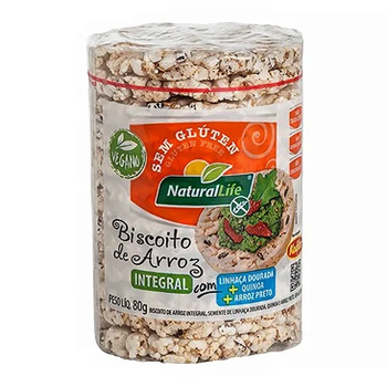 Biscoito de Arroz Natural Life Linhaça Dourada, Quinoa, Arroz Preto 80g