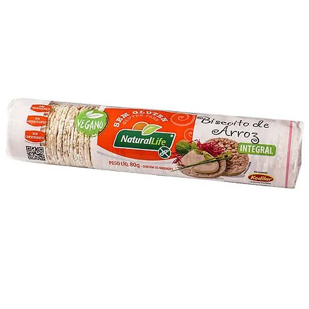 Biscoito de Arroz Natural Life Integral sem Glúten 80g