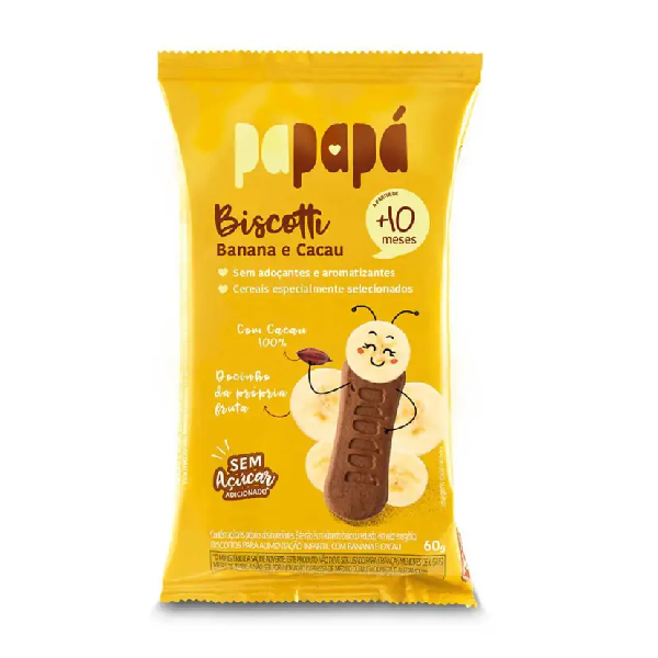 Biscoito Infantil Papapá Banana e Cacau 60g