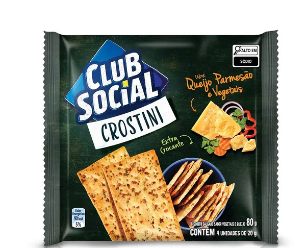 Biscoito Nabisco Club Social Crostini Parmesão e Vegetal 80g
