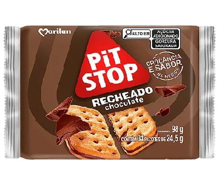 Biscoito Pit Stop Recheado chocolate Marilan 98g