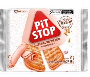 Biscoito Pit Stop Recheado Peito de Peru Marilan 91g