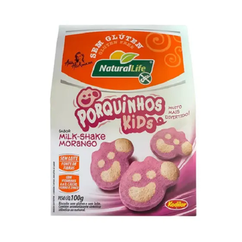 Biscoito Porquinhos Milkshake Morango sem Glúten Kodilar 80g