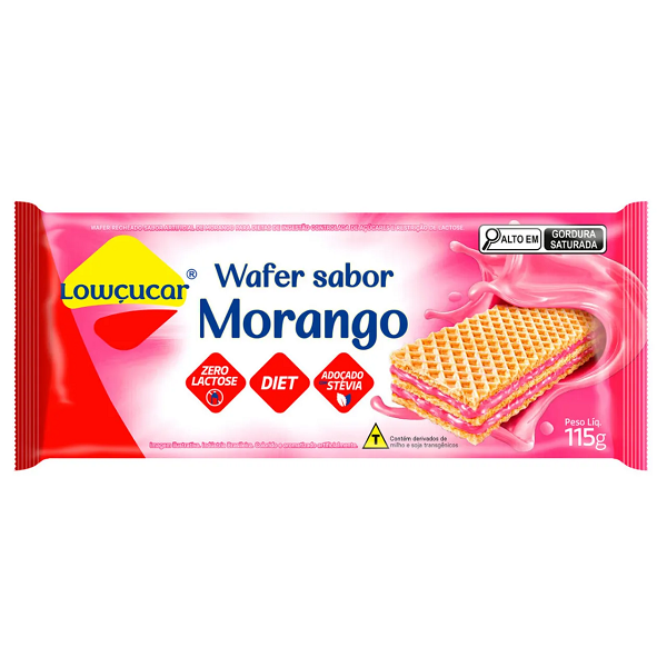 Biscoito Wafer Lowçúcar Morango 0% Açúcar 115g