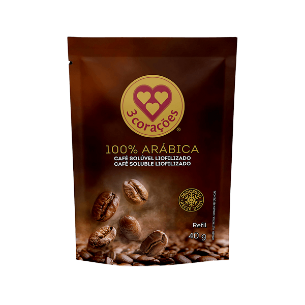 Café 3 Corações Solúvel Liofilizado Refil 40g