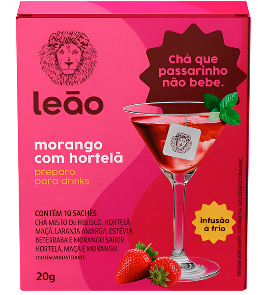 Chá Leão Preparo para Drinks Morango e Hortelã 20g