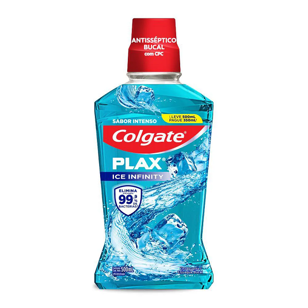 Enxaguatório Antisséptico Colgate Plax Ice Infinity Leve 500ml Pague 350ml