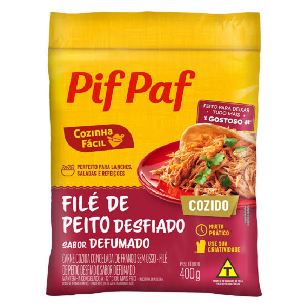 Filé de Peito Pif Paf Desfiado Defumado 400g
