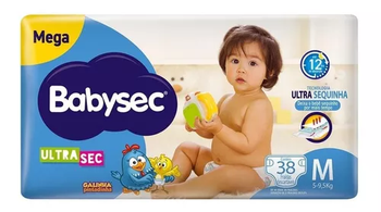 Fralda Babysec Galinha Pintadinha Ultra Sec Mega M 38un
