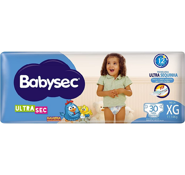 Fraldas Descartáveis Galinha Pintadinha Babysec Mega XG 30un