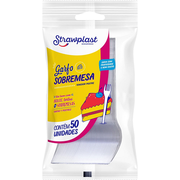 Garfo de Sobremesa Strawplast Cristal 50un