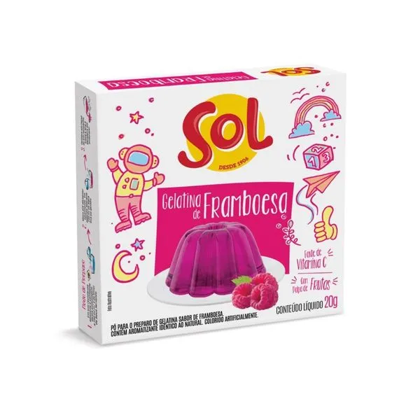 Gelatina Sol Framboesa 20g