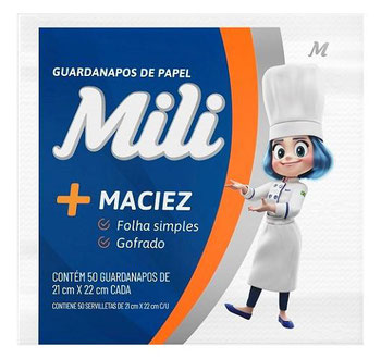 Guardanapos De Papel Mili 21cmx22cm 50un
