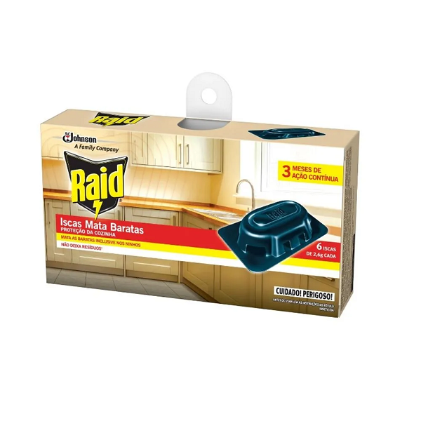 Inseticida Raid Isca Mata Baratas com 6un