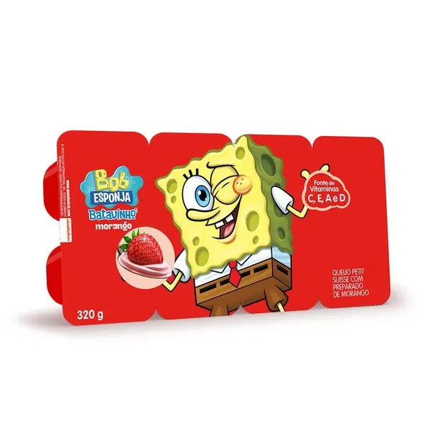 Iogurte Batavinho Petit Suisse Bob Esponja Morango 320g