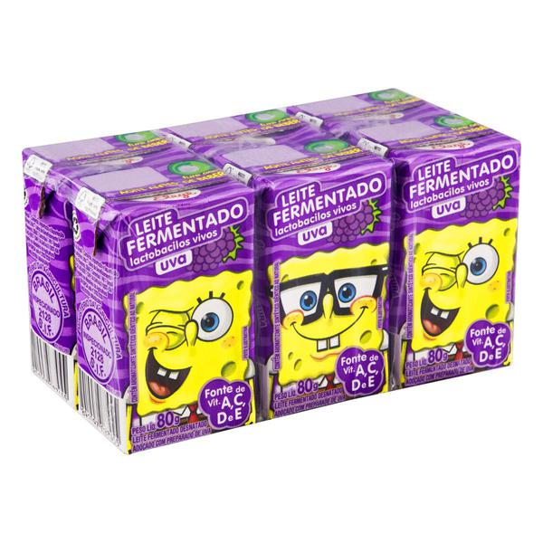 Leite Fermentado Elegê Bob Esponja Uva 6 unid 80g