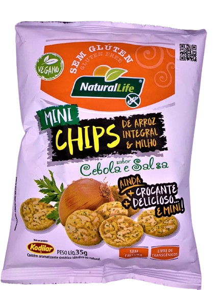 Mini Chips de Arroz Integral e Milho Natural Life Cebola e Salsa 35g