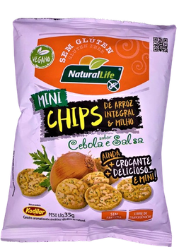 Mini Chips de Arroz Integral e Milho Natural Life Cebola e Salsa 35g