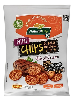 Mini Chips de Arroz Integral e Milho Natural Life sem Glúten de Churrasco 35g