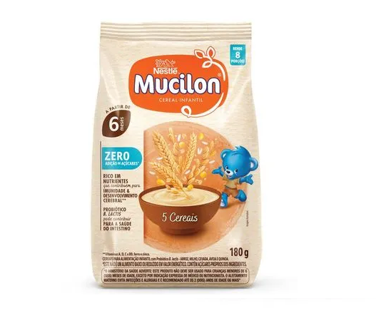 Mucilon Nestlé 5 Cereais Zero Açúcar Sache 180g