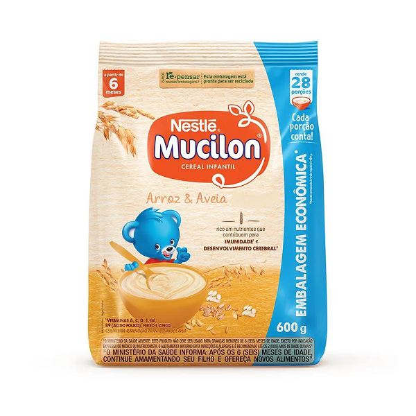Mucilon Nestlé Arroz e Aveia Sache 600g