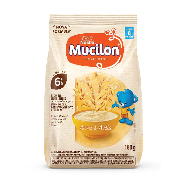 Mucilon Nestlé Aveia e Arroz Sachê 180g