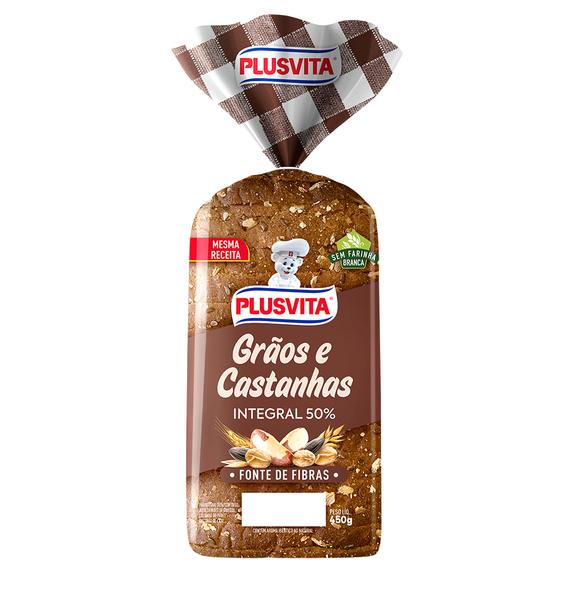 Pão Plus Vita Grãos e Castanhas 50% Integral 450g